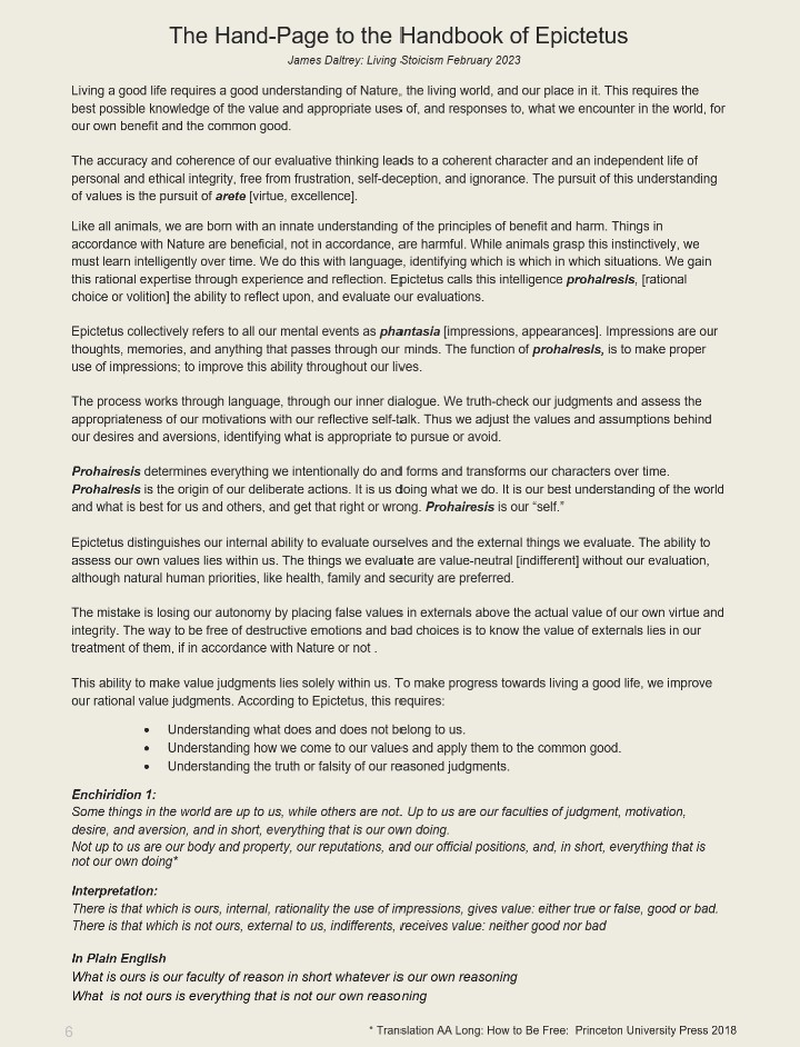 The Handpage to the Handbook of Epictetus